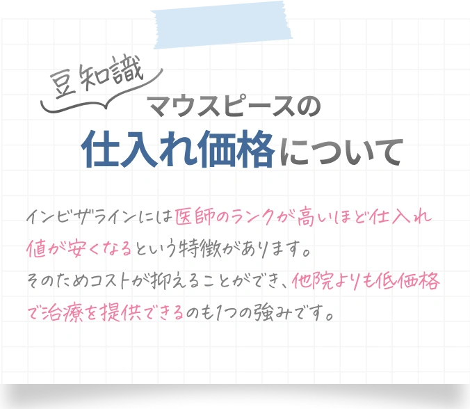 マウスピースの仕入れ価格について